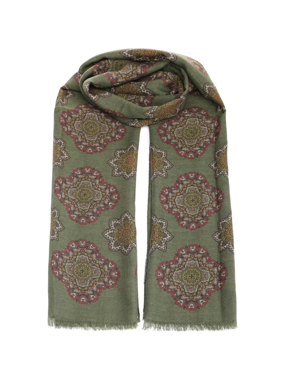Al Duca D’Aosta 1902 patterned fringed scarf - Verde