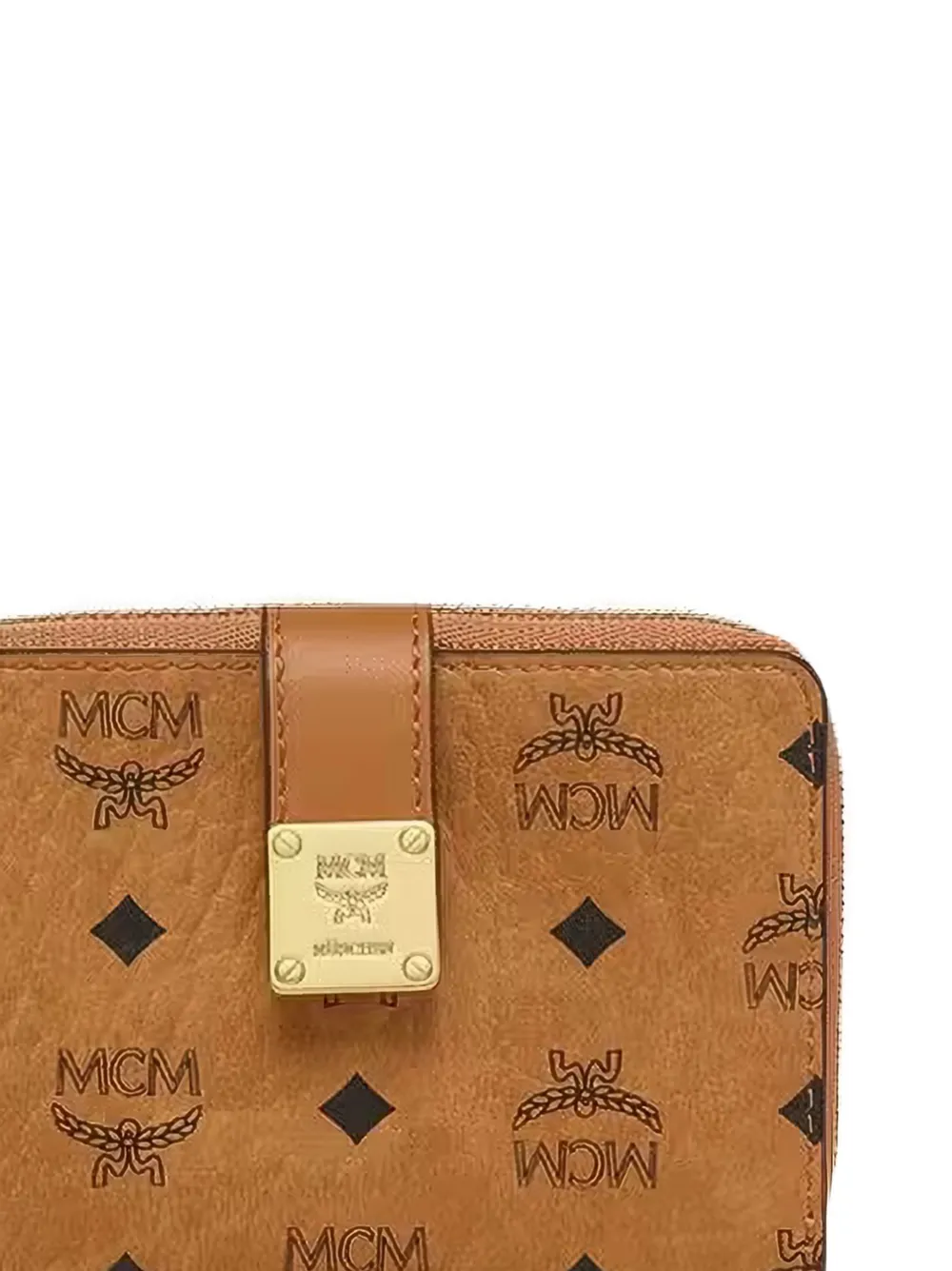 MCM Portemonnee met logoplakkaat en print Bruin