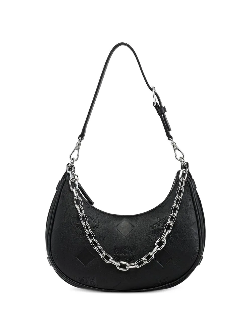 MCM Borsa a spalla piccola con catena - Nero