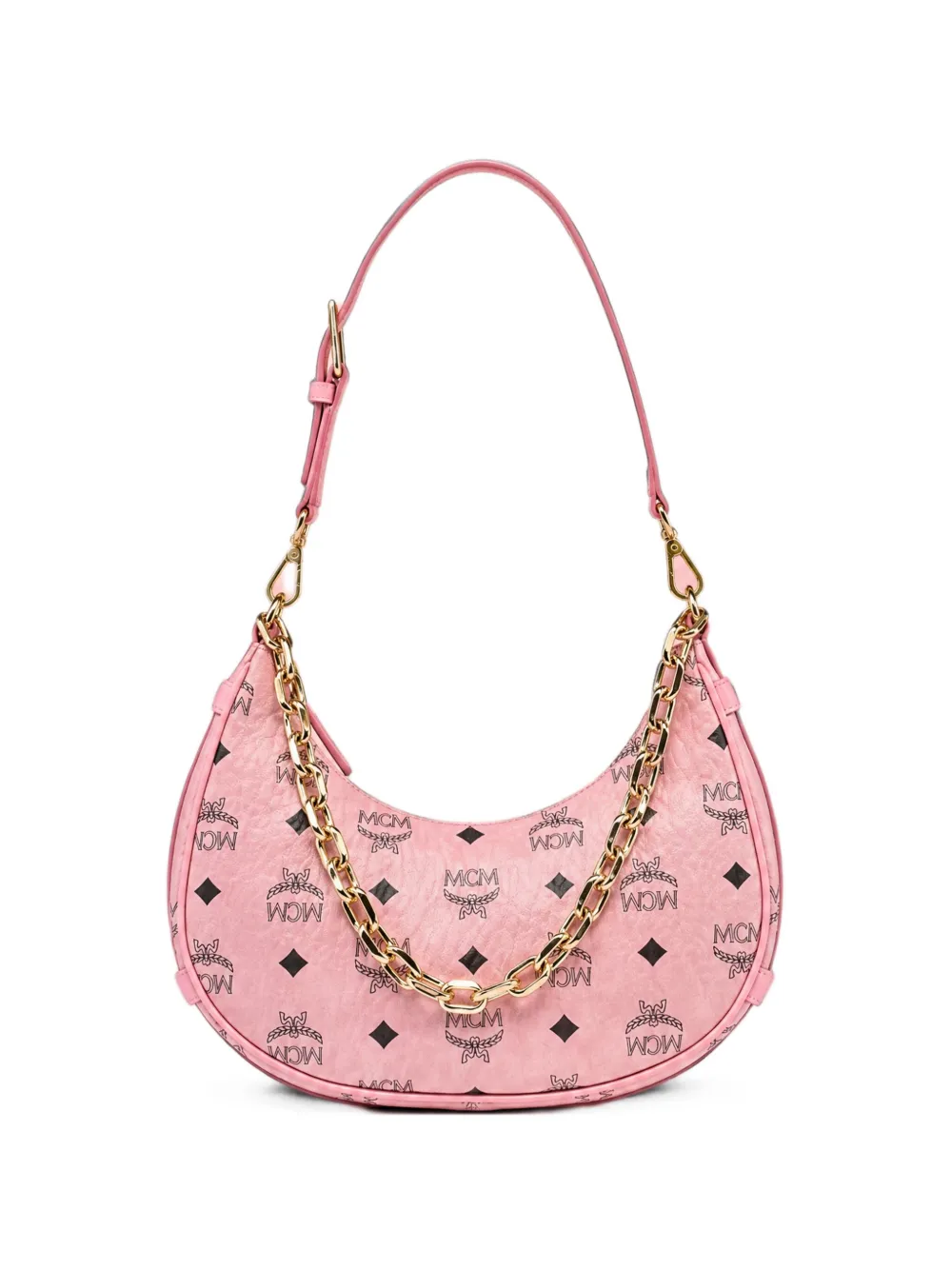 MCM Borsa a spalla piccola con logo - Rosa