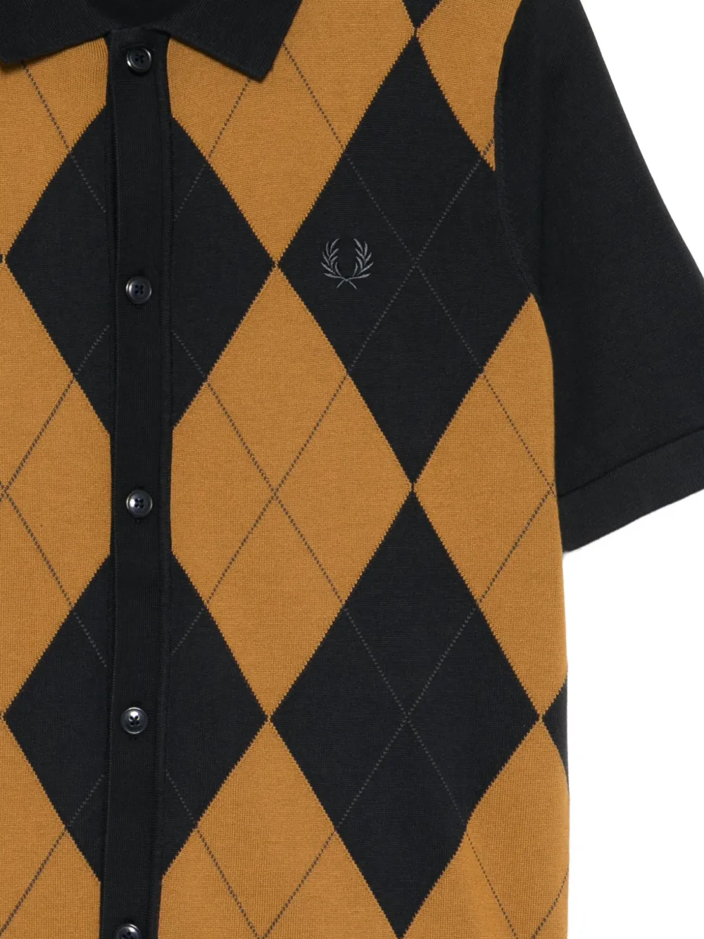  Fred Perry Argyle-pattern Button-up Sweater - Bleu 