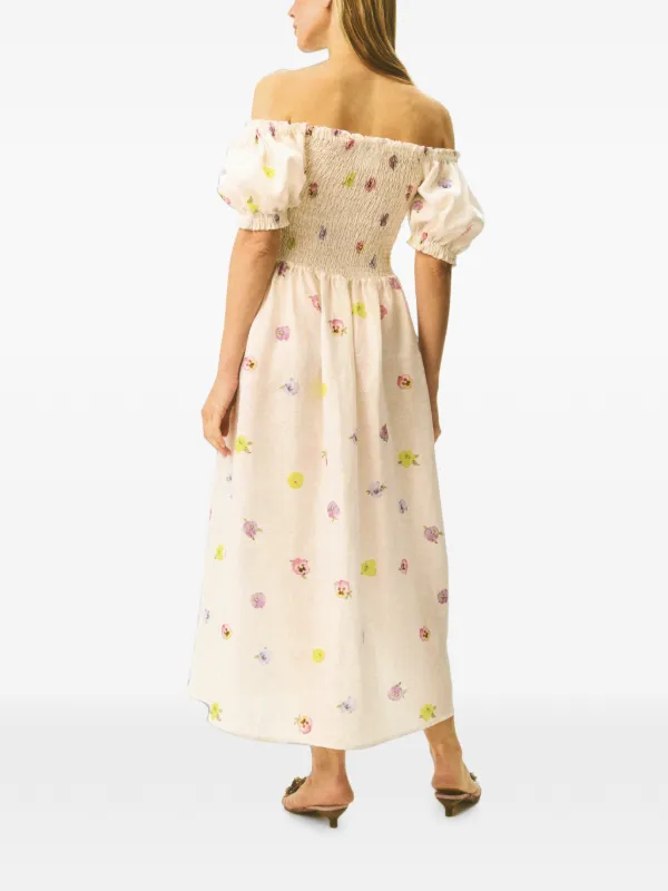 sleeper belle linen dress Belle Linen Dress with Rose in Yellow vichy Sleeper