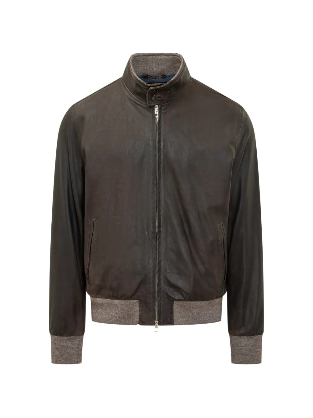 Renzo Romagnoli high-neck bomber jacket - Brown