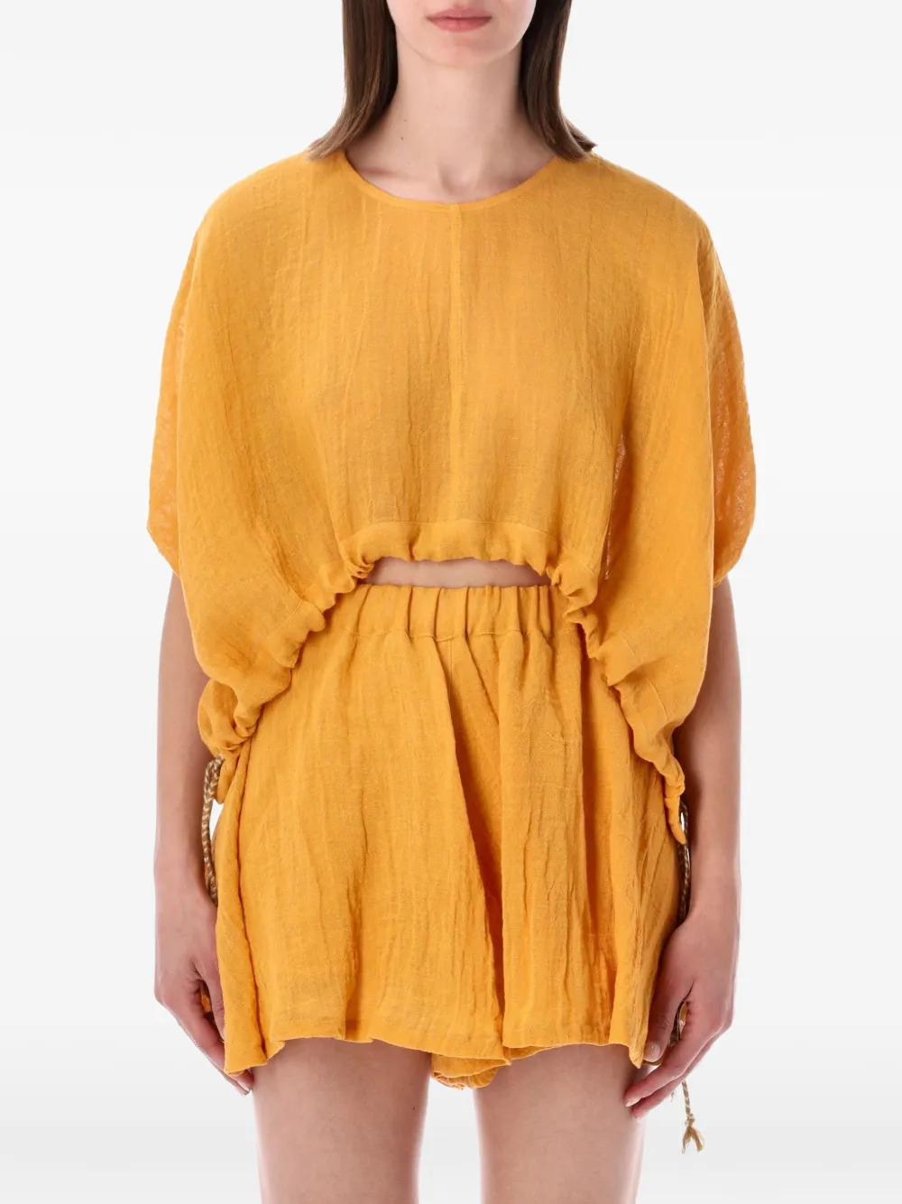120% Lino crew-neck blouse - Arancione
