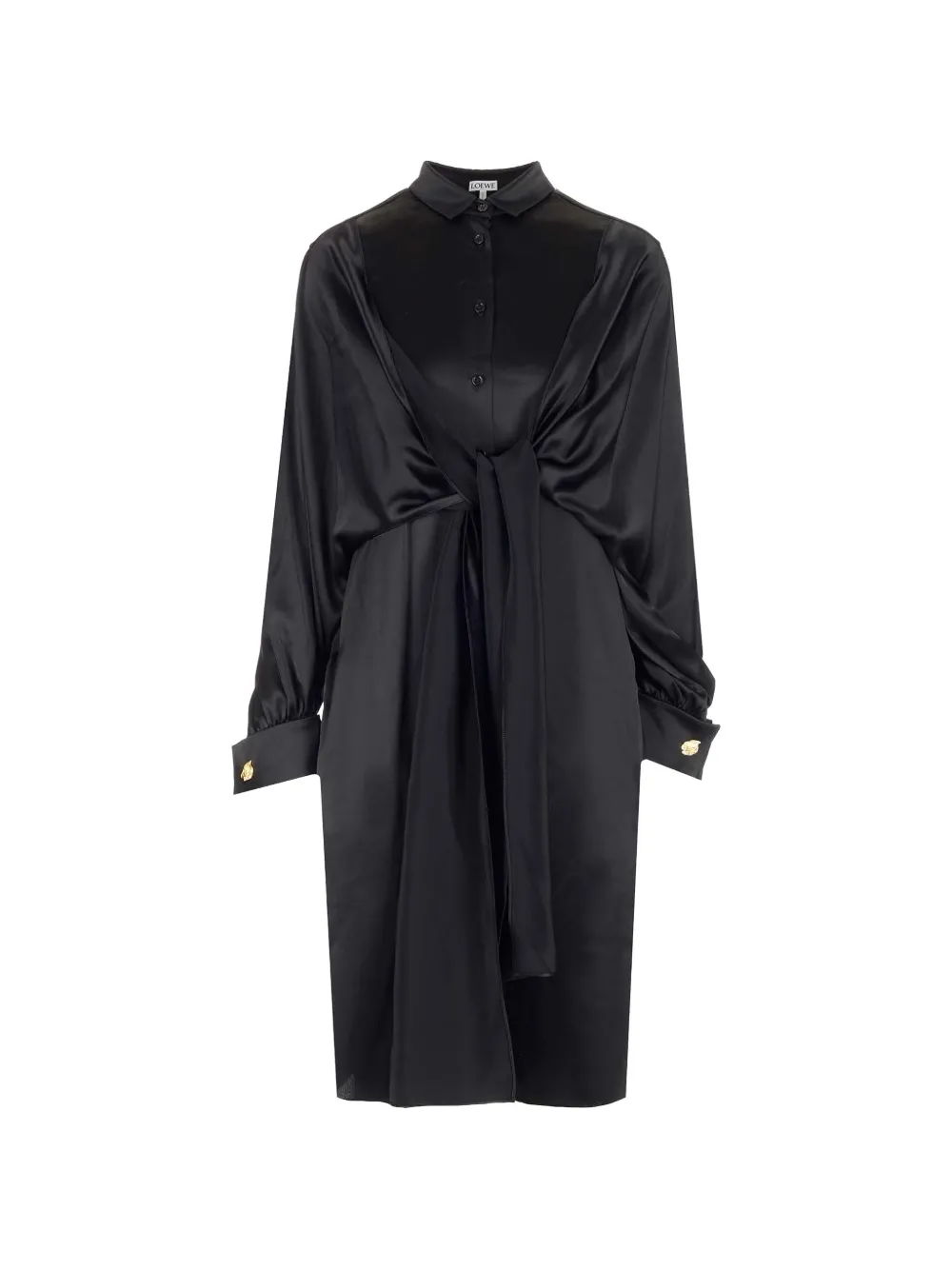 LOEWE knot-tie midi dress - Black