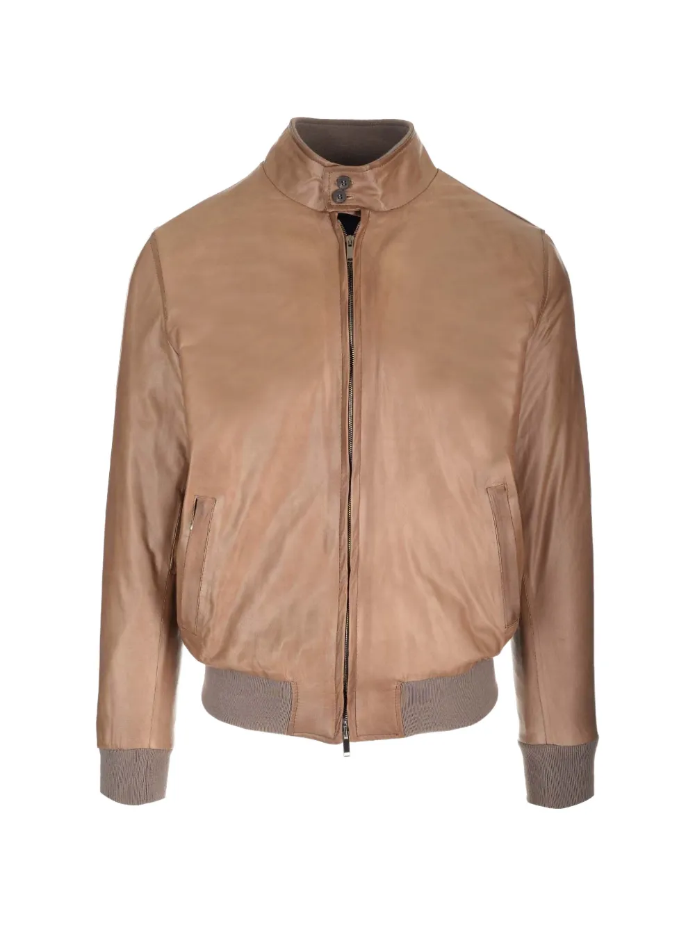 Al Duca D’Aosta 1902 padded zip-up leather jacket - Marrone