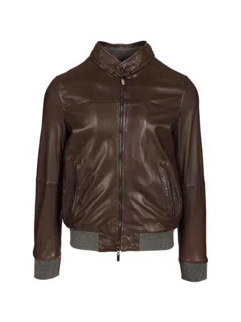 Al Duca D’Aosta 1902 ribbed-trim leather jacket
