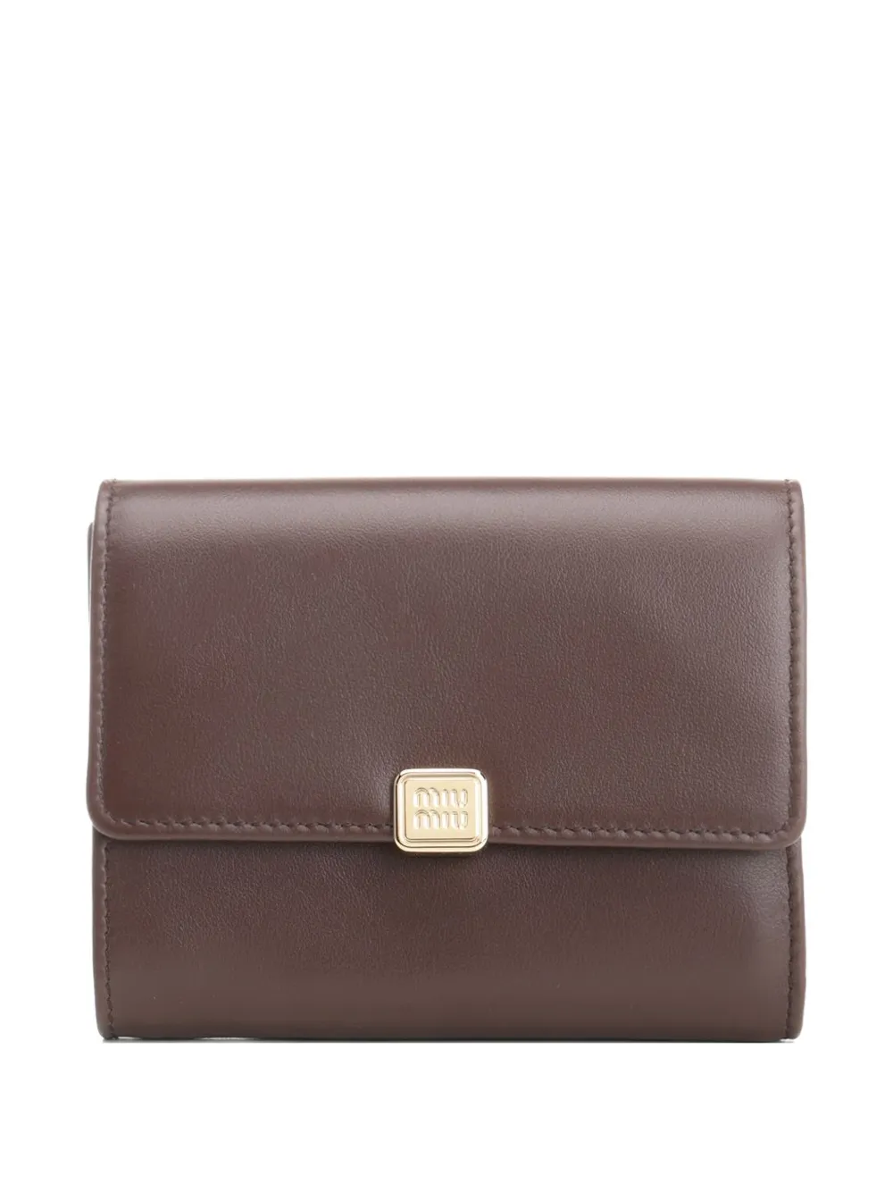 Miu Miu logo-plaque leather wallet - Marrone