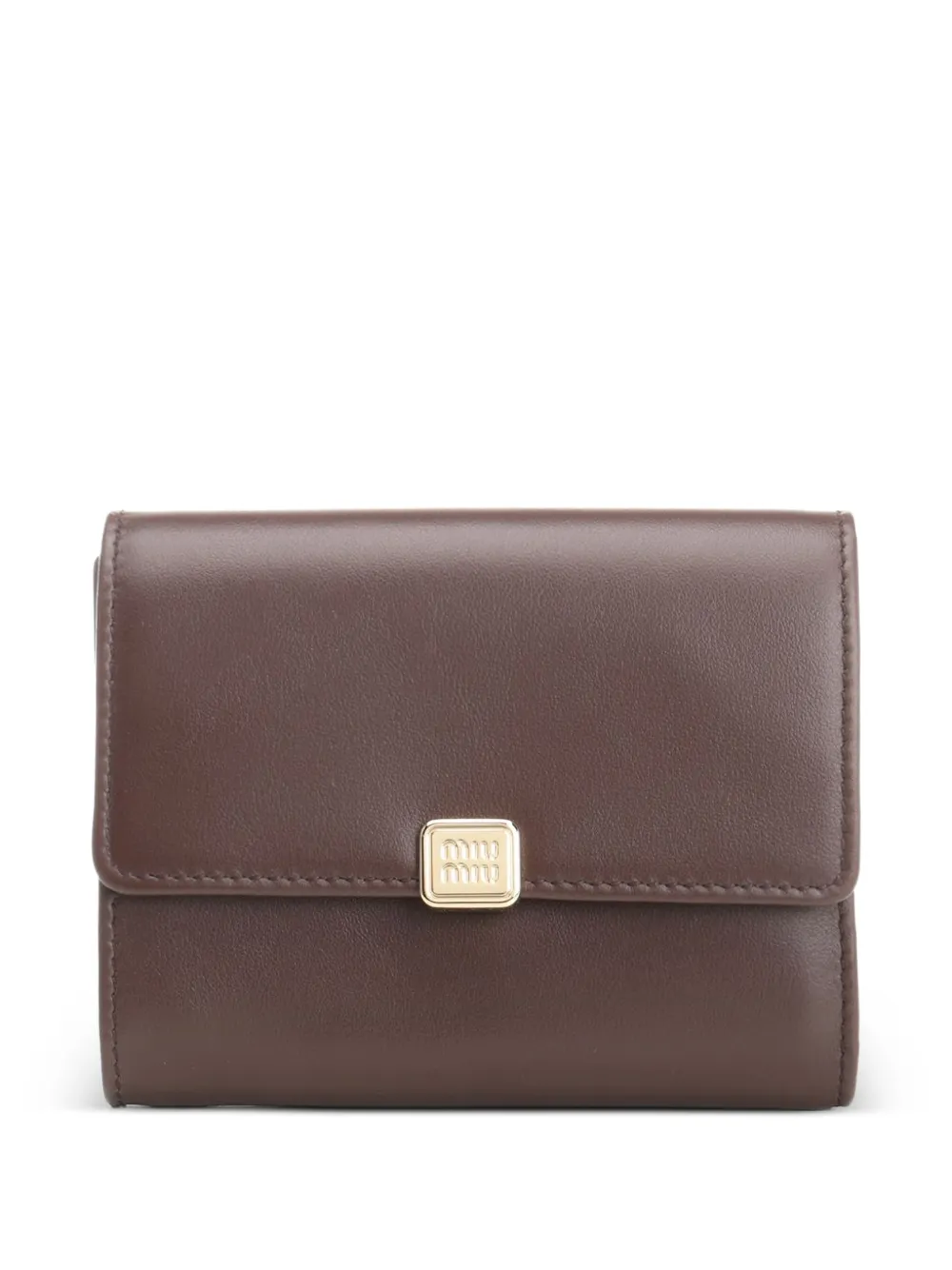 Miu Miu logo-plaque leather wallet - Braun