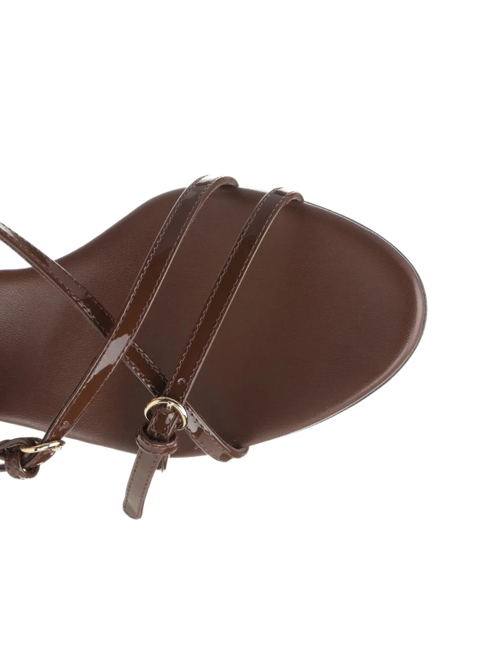 Miu patent-leather buckle-detail sandals Bruin