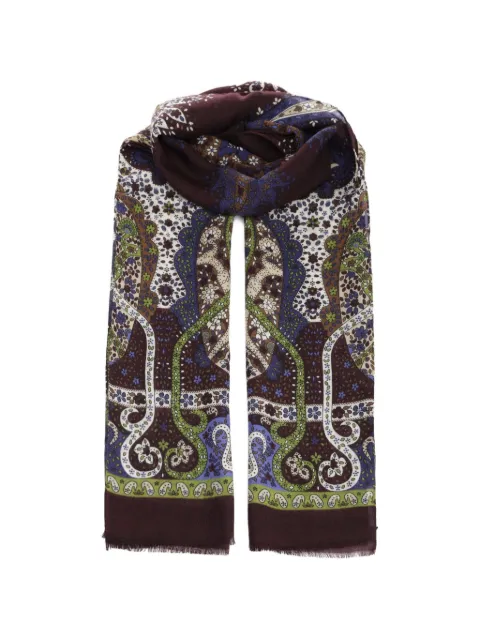 Al Duca D’Aosta 1902 paisley-print frayed scarf