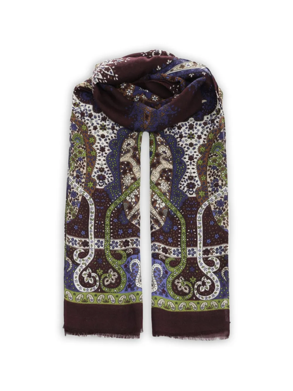 Al Duca D’Aosta 1902 paisley-print frayed scarf - Marrone