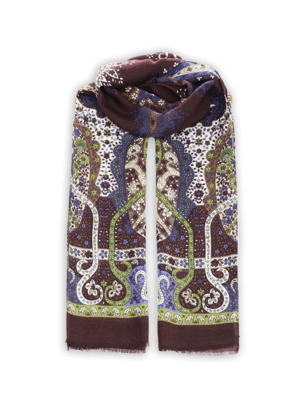 Al Duca D’Aosta 1902 paisley-print frayed scarf - Marrone
