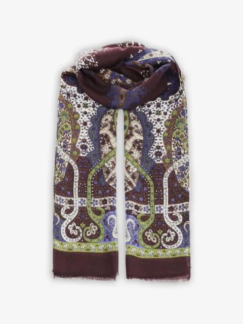 Al Duca D’Aosta 1902 paisley-print frayed scarf