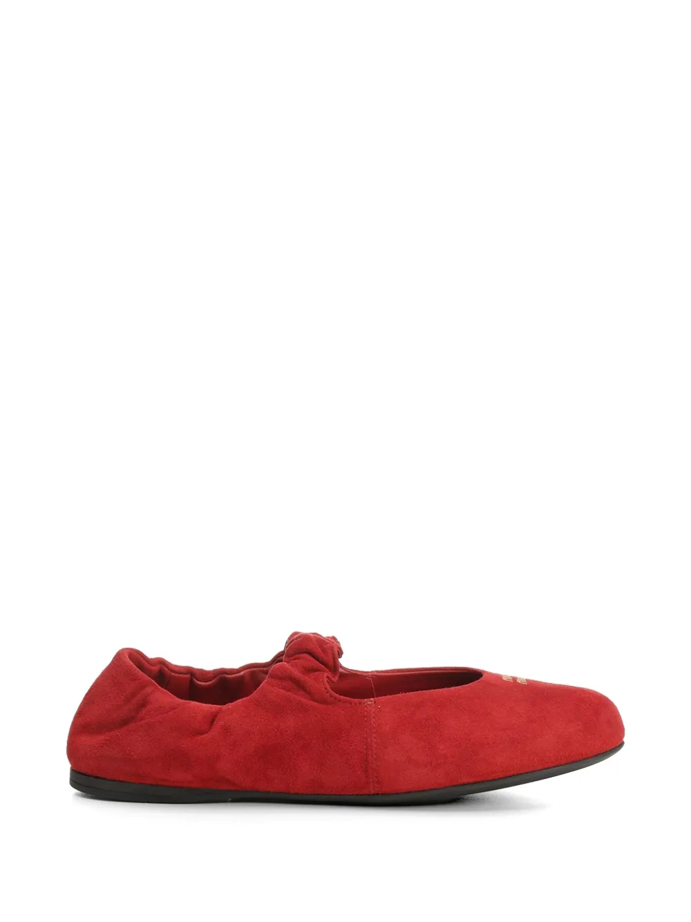 Miu Miu ruffled suede ballet flats - Rosso