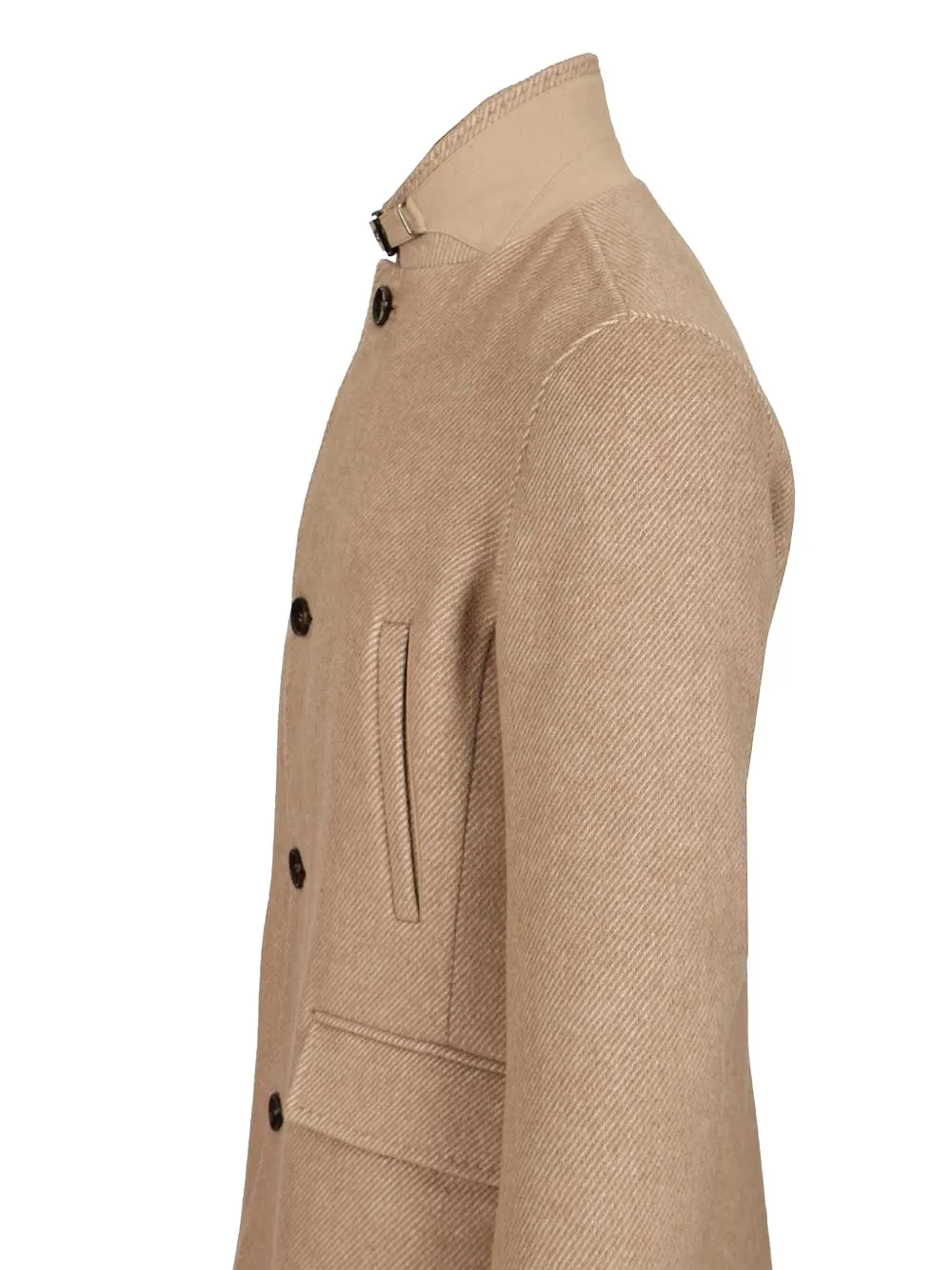 Al Duca D Aosta 1902 Natté jas met kraag met gesp Beige