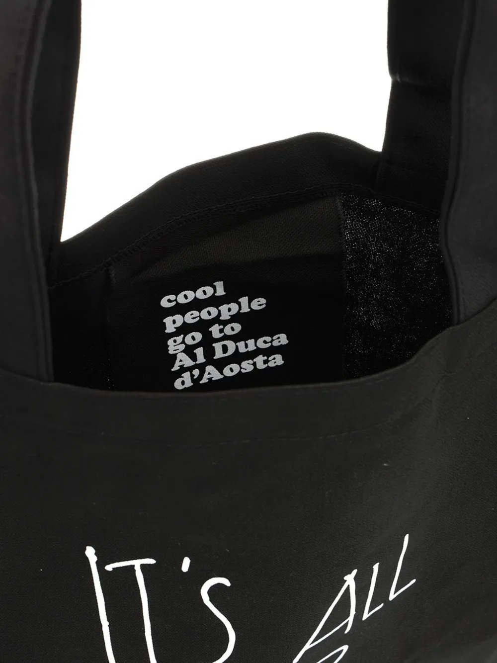 Al Duca D Aosta 1902 Shopper met tekst Zwart