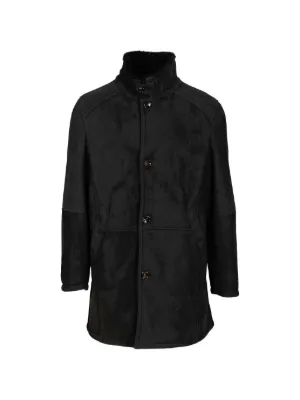 Giorgio Armani Leather double-breasted Coat | Brown | FARFETCH