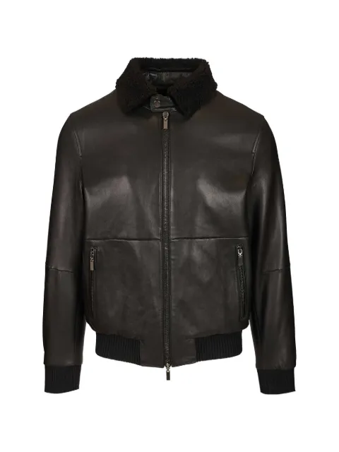 Al Duca D’Aosta 1902 shearling-collar leather bomber jacket