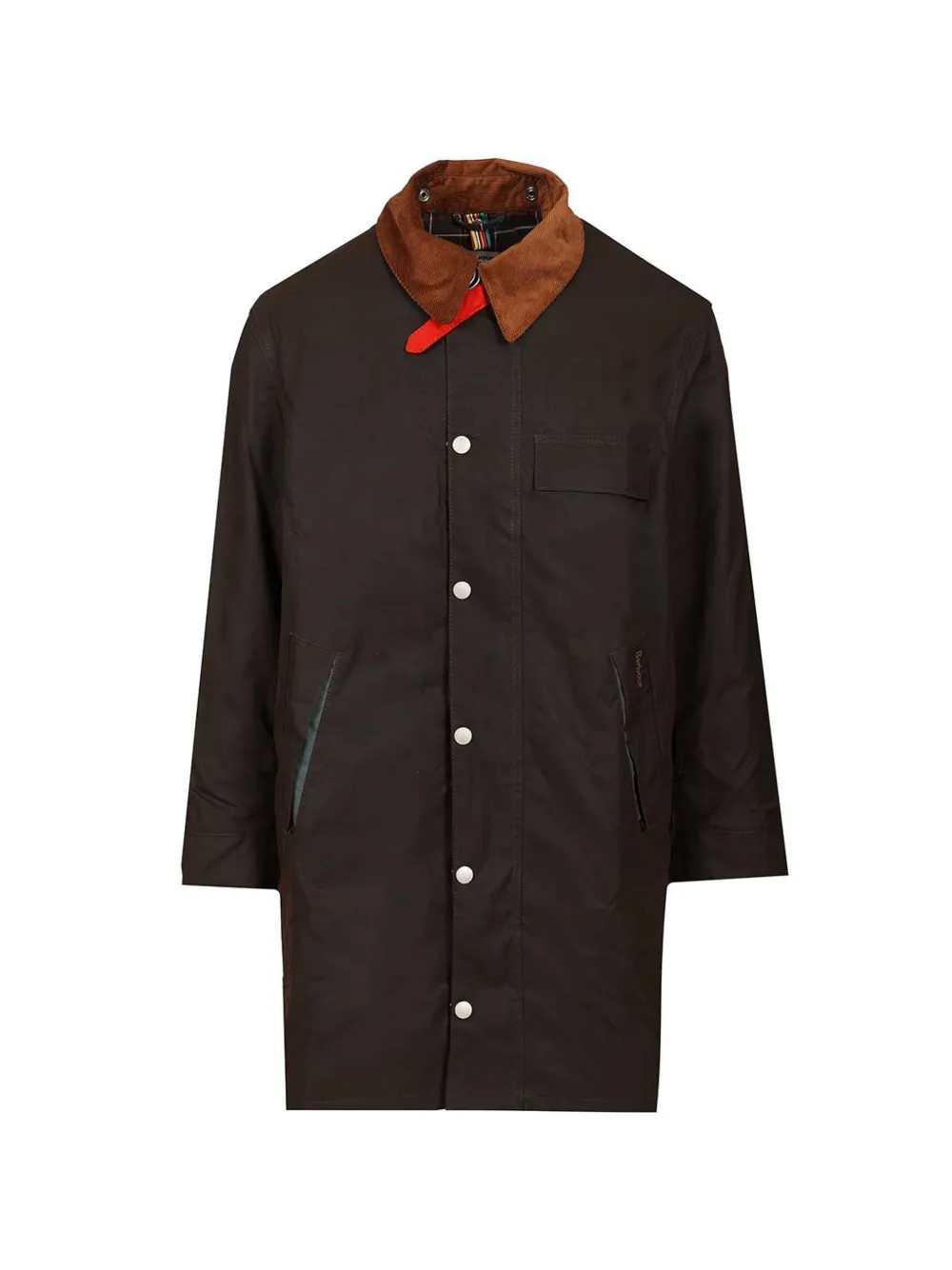 Barbour x Paul Smith corduroy-collar waxed-cotton coat - Marrone