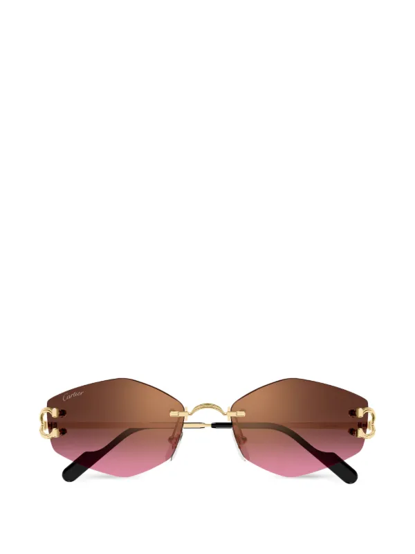 Cartier Rimless Sunglasses in Gradient Brown with Gold Accents Cartier CT0433S Geometric Sunglasses | eBay main image 3