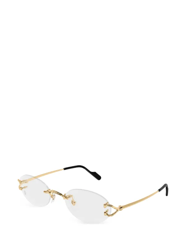 Cartier Eyewear リムレス オーバル メガネフレーム | ゴールドトーン