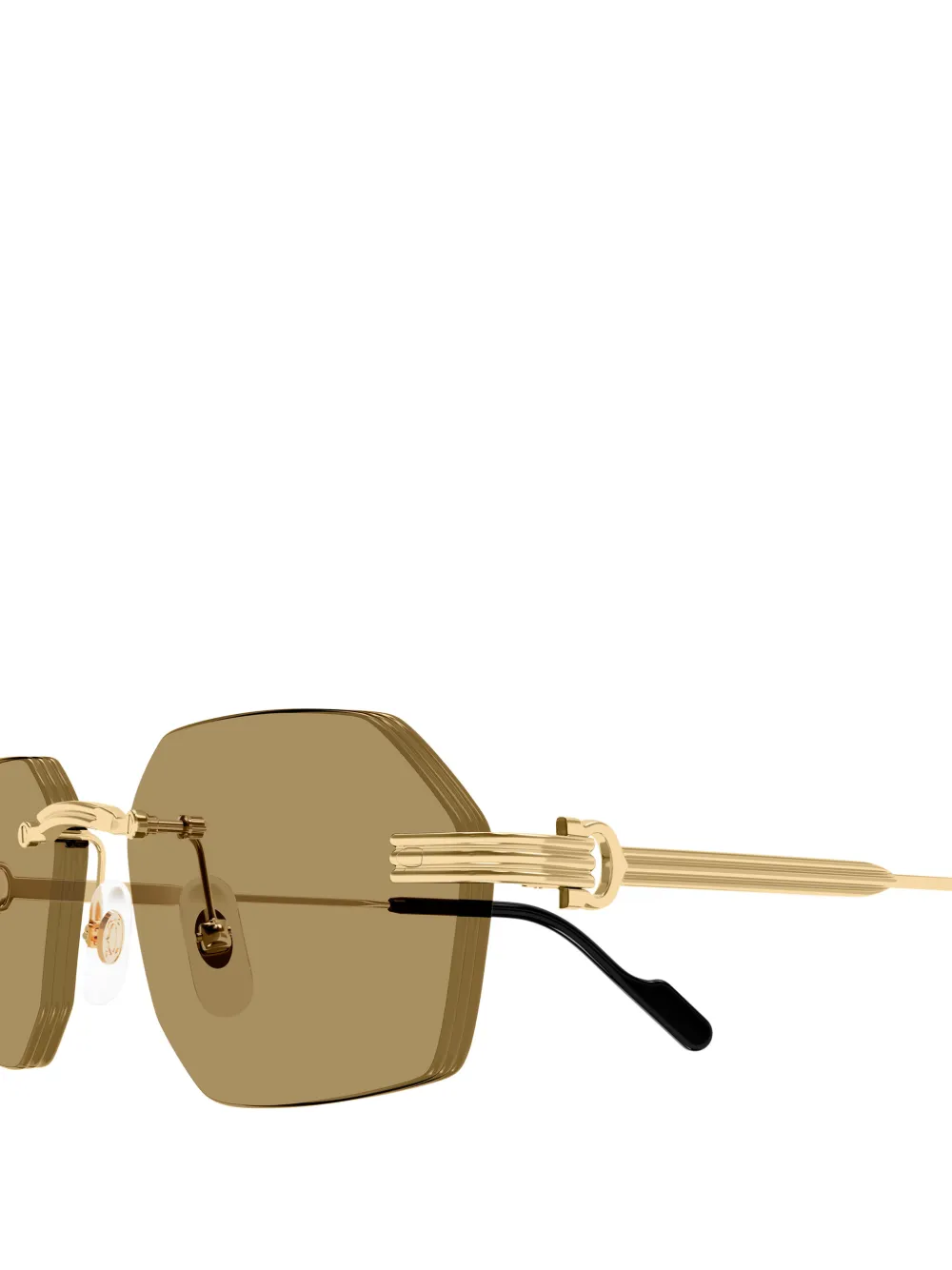 Cartier Eyewear Zonnebril met randloos geometrisch montuur Goud