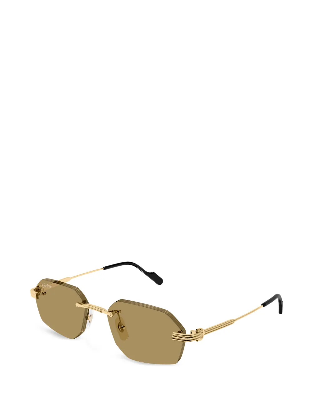 Cartier Eyewear Zonnebril met randloos geometrisch montuur Goud