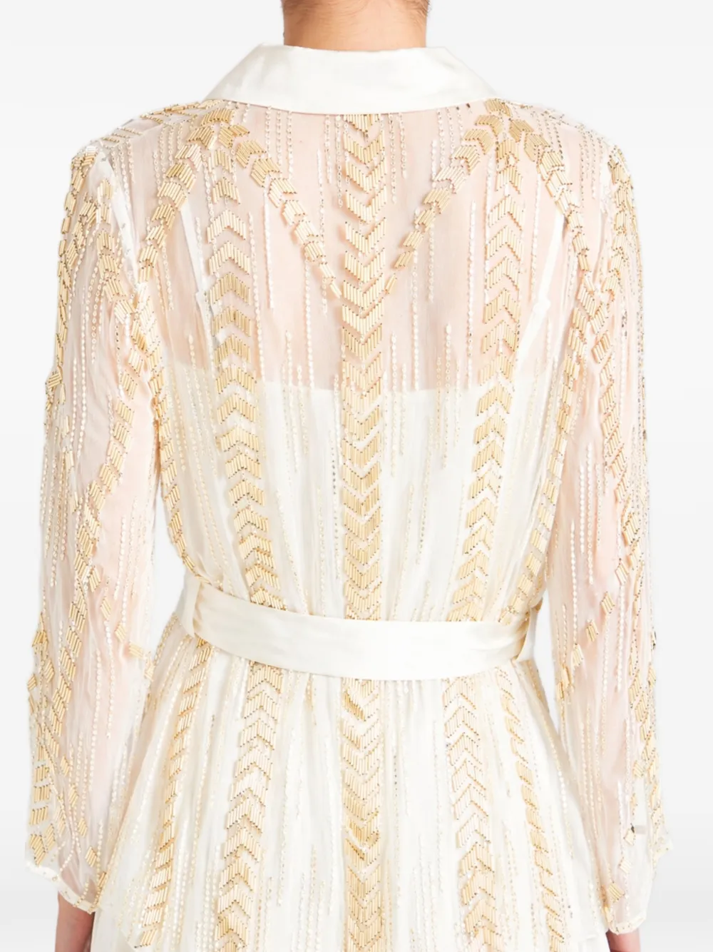 Temperley London Viola blouse verfraaid met kralen en ceintuur Wit