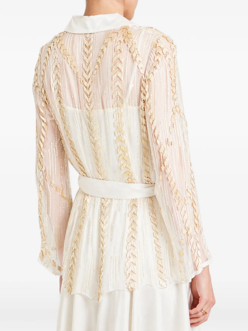 Temperley London Viola blouse verfraaid met kralen en ceintuur Wit