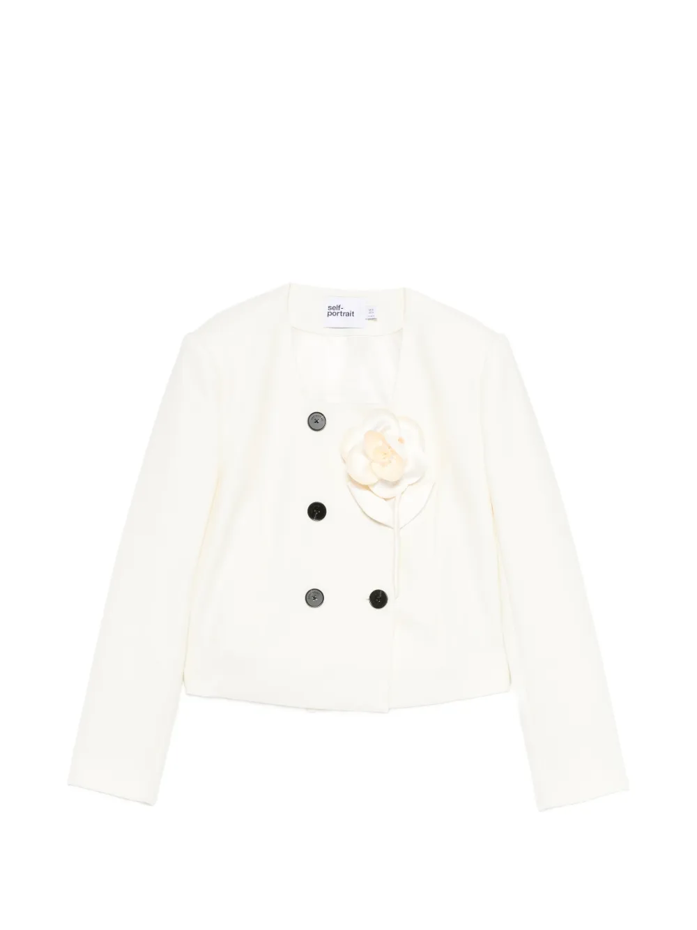 Self-Portrait floral detail fitted jacket - Nude