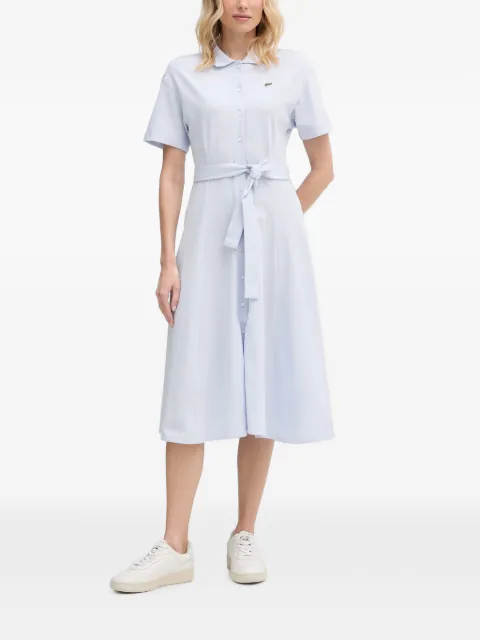 Lacoste belted piqué-texture midi dress