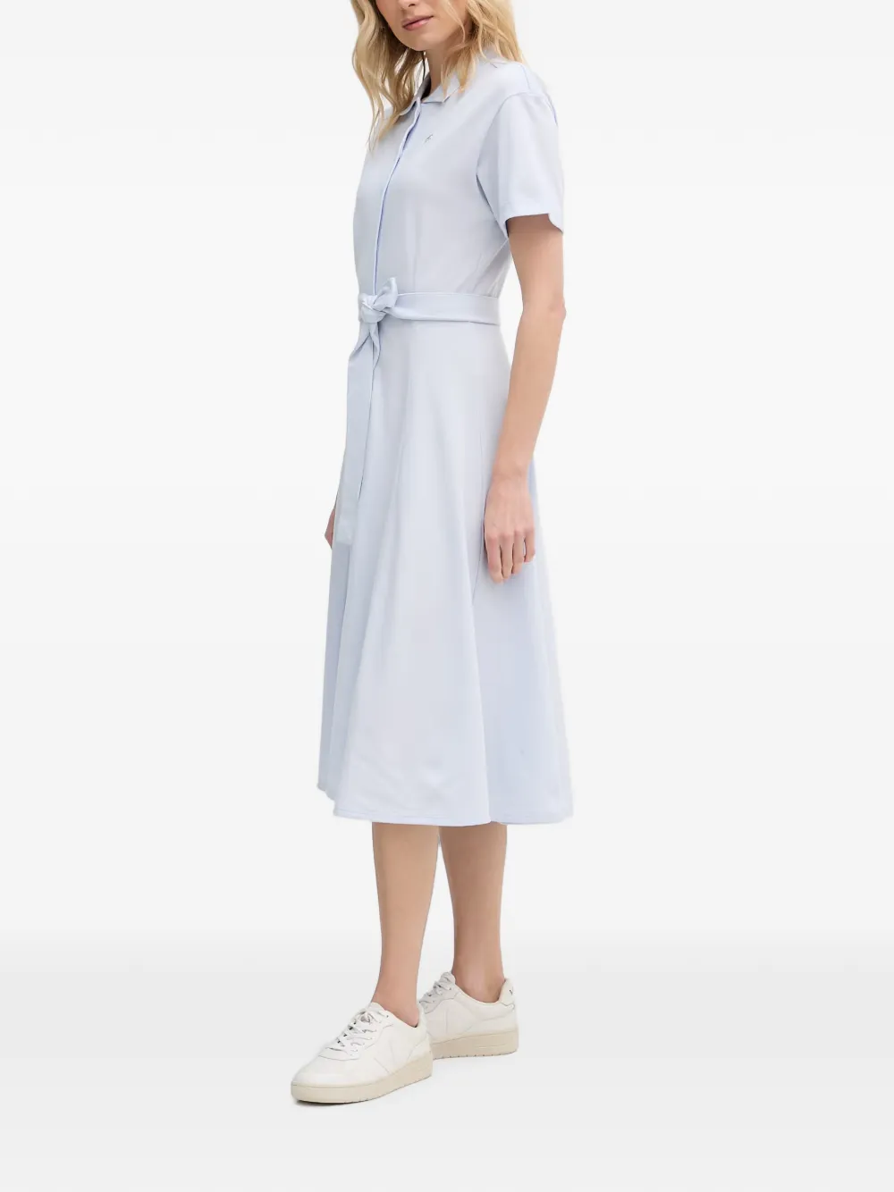 Lacoste Piqué midi-jurk met ceintuur Blauw