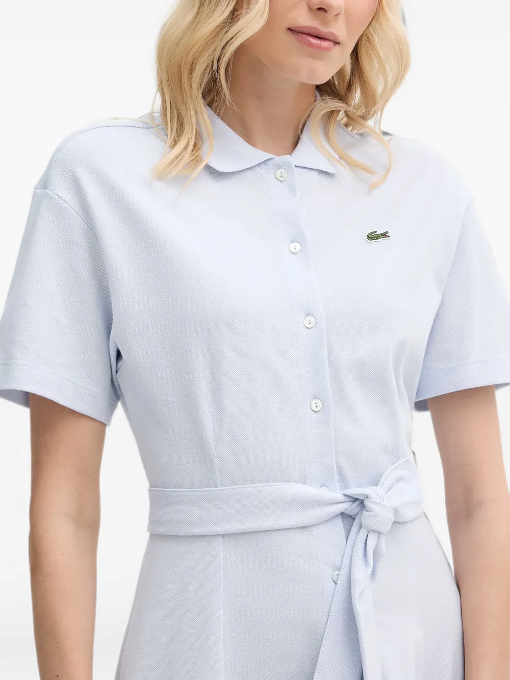 Lacoste Piqué midi-jurk met ceintuur Blauw