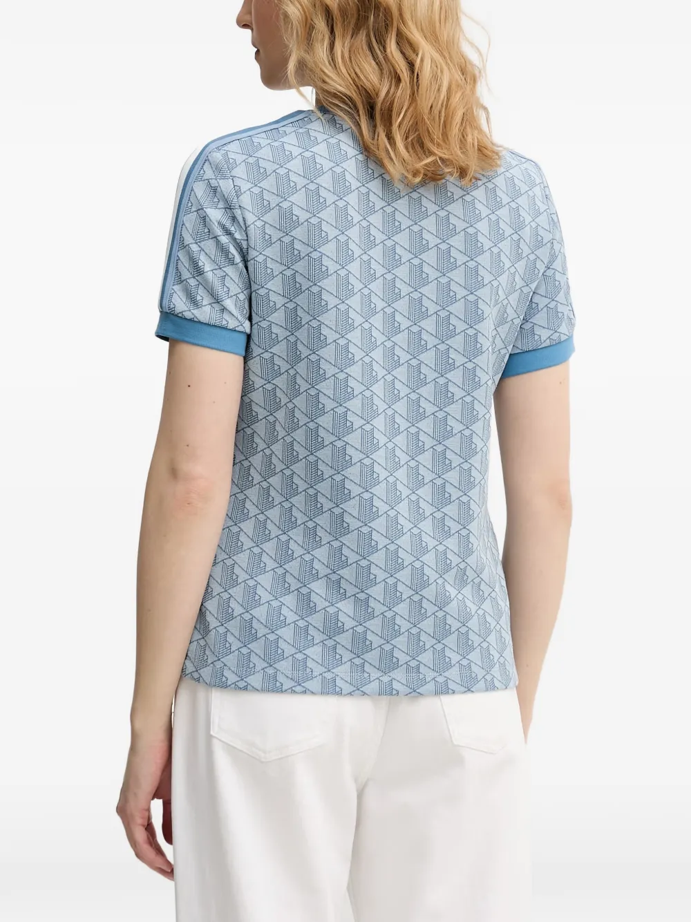 Lacoste T-shirt met monogram-print en logo-patch Blauw