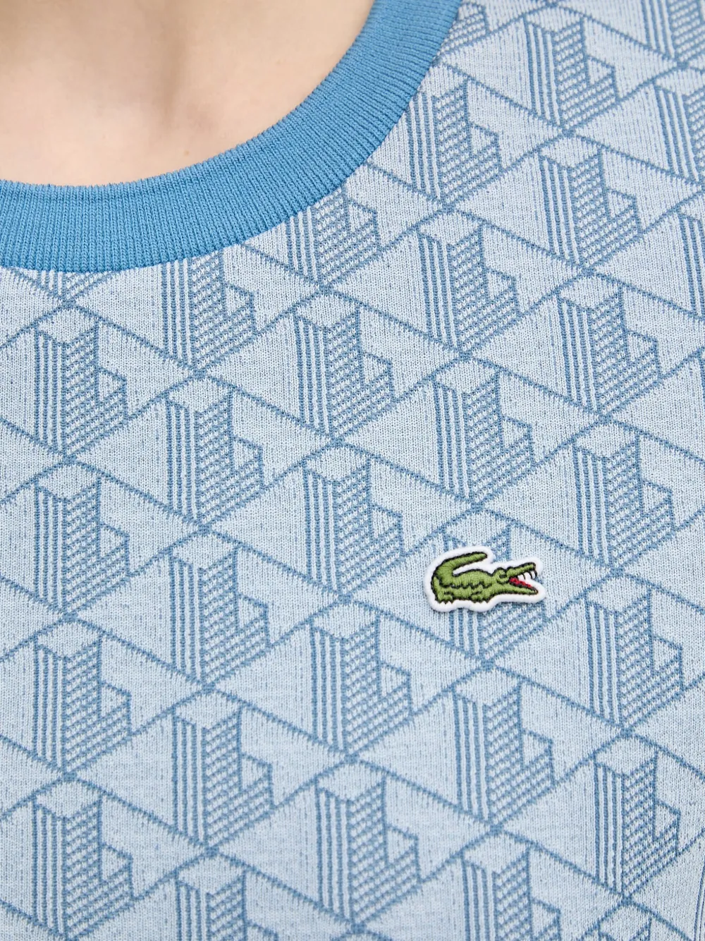 Lacoste T-shirt met monogram-print en logo-patch Blauw