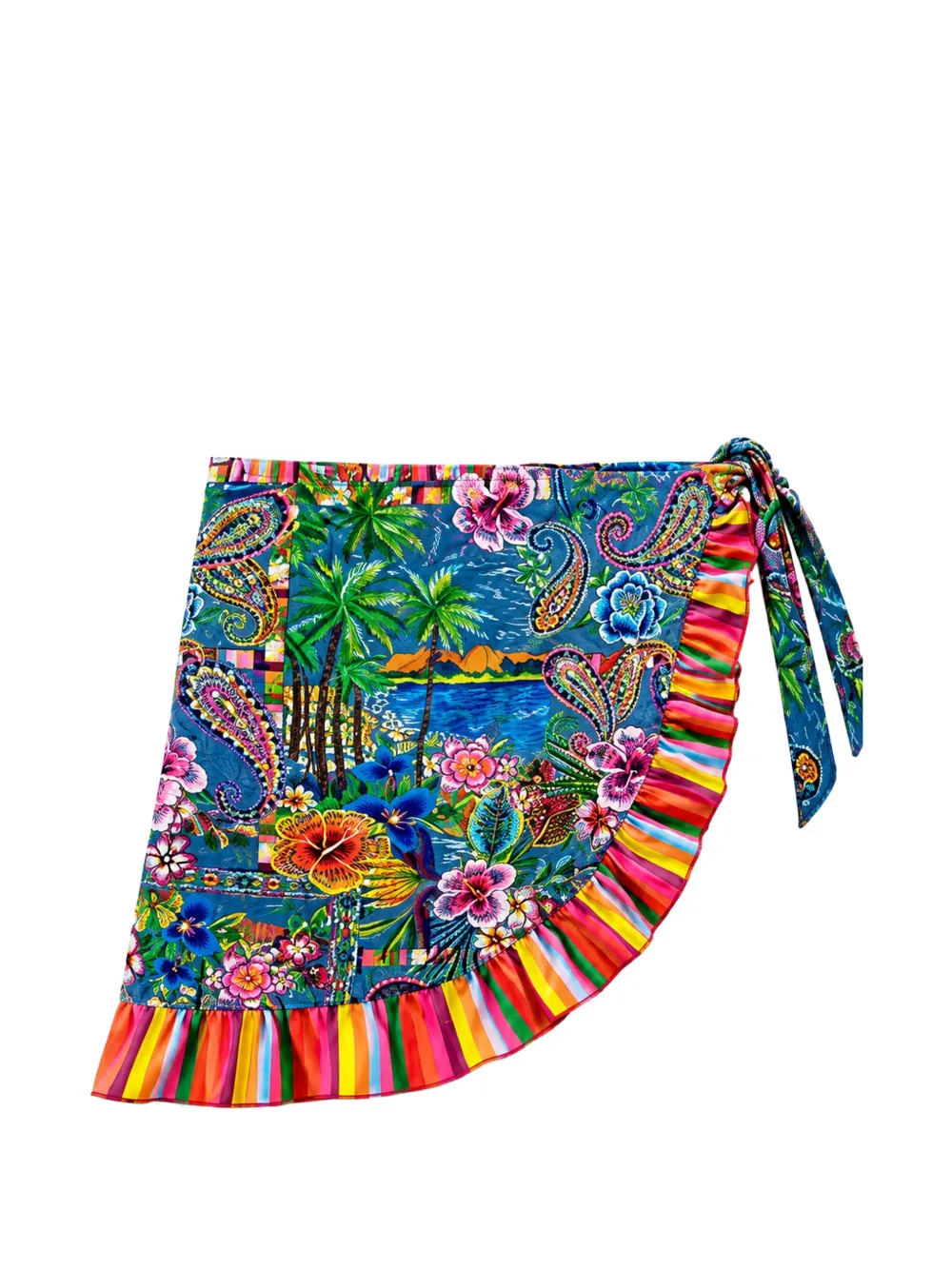 4GIVENESS floral-print ruffled pareo - Blau