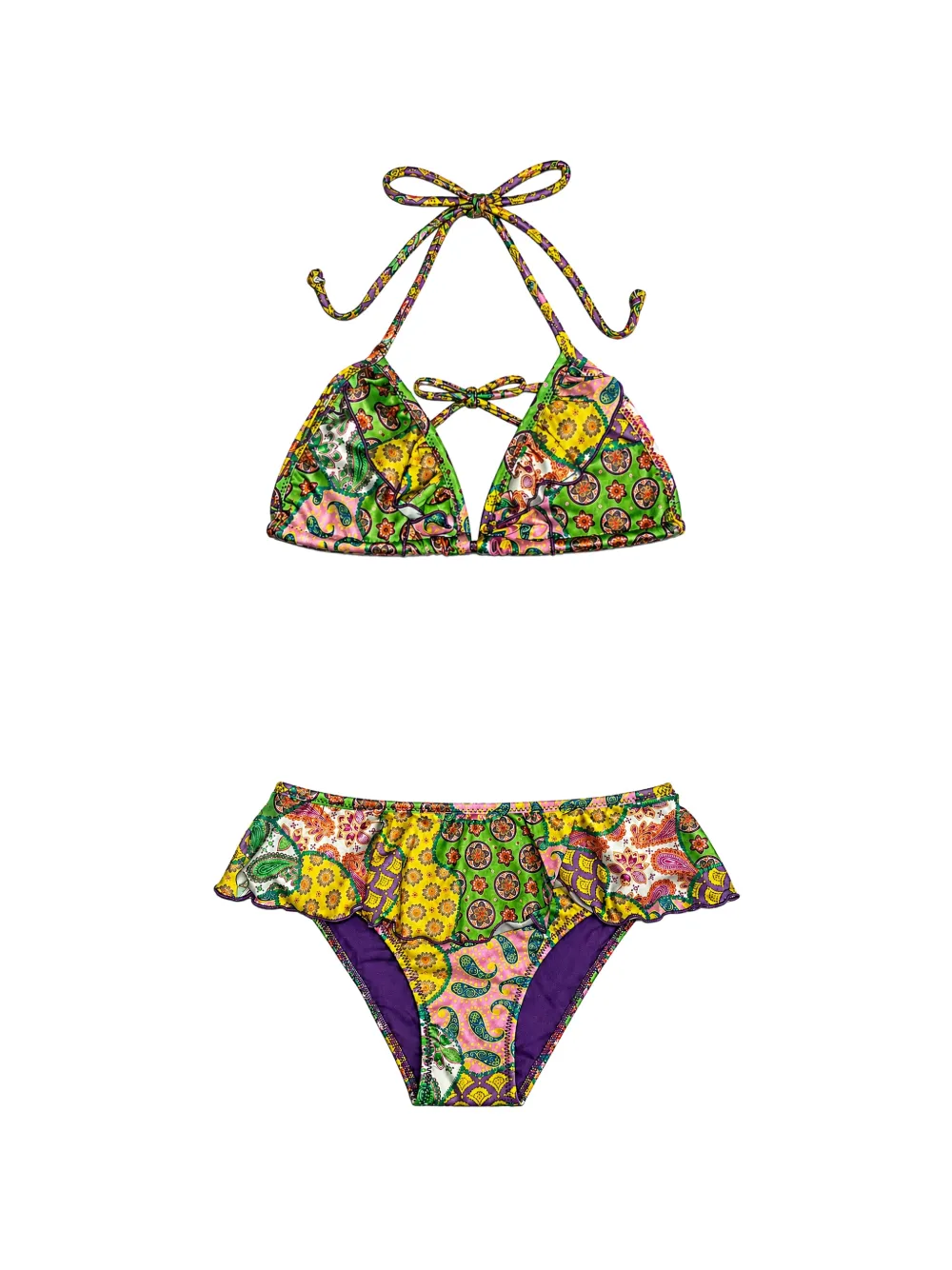 4GIVENESS paisley-print ruffled bikini - Verde