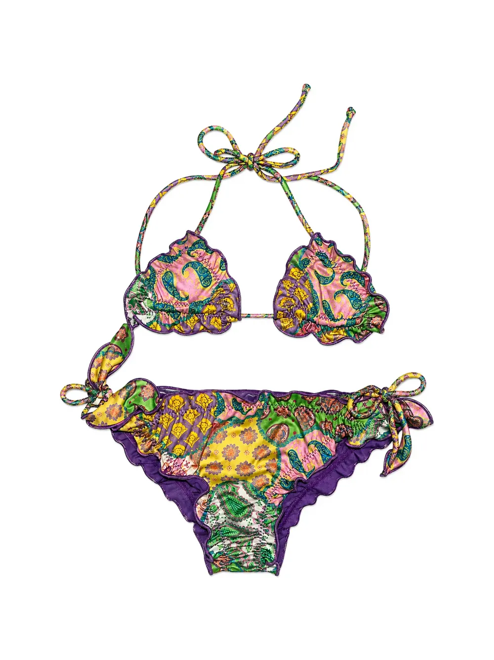 4GIVENESS paisley-print ruffled bikini - Giallo