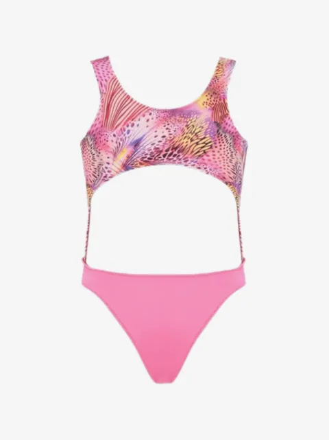 4GIVENESS abstract-print cut-out swimsuit