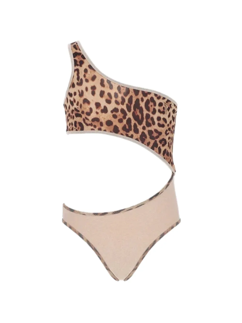 4GIVENESS leopard-print cut-out swimsuit - Nude