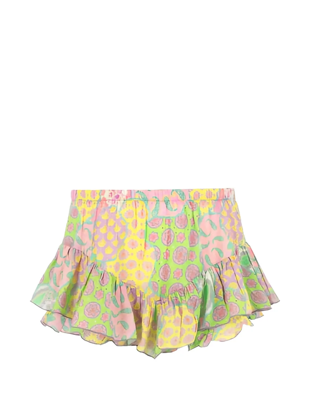 4GIVENESS paisley-print ruffled shorts - Verde