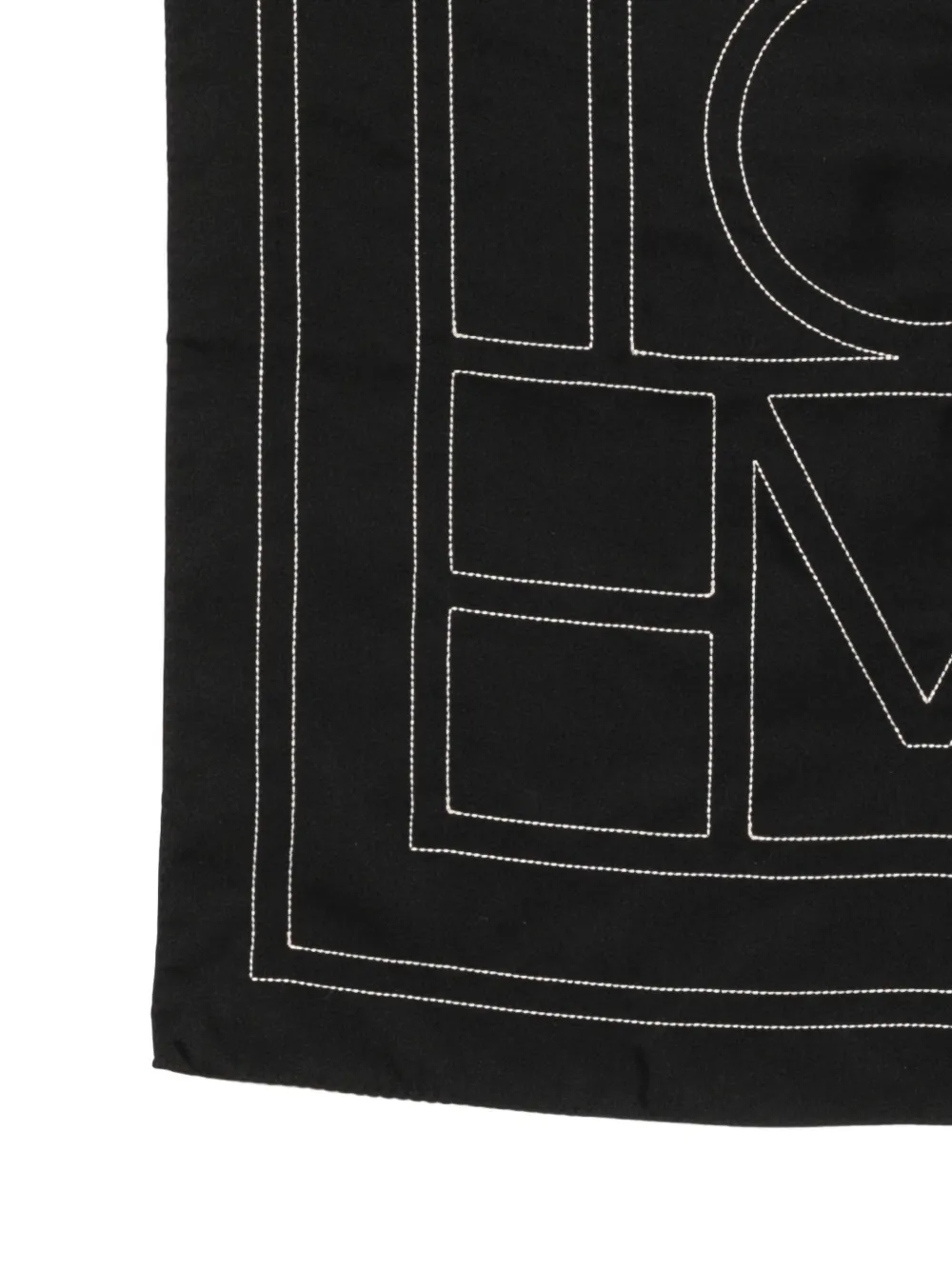 TOTEME Zijden sjaal met geborduurd monogram Zwart