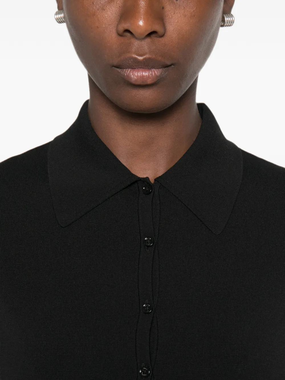 TOTEME Compact gebreide top met knopen Zwart