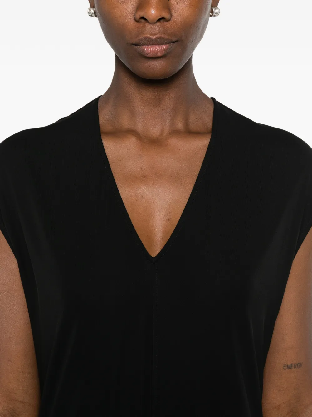 TOTEME Midi-jurk met V-hals Zwart