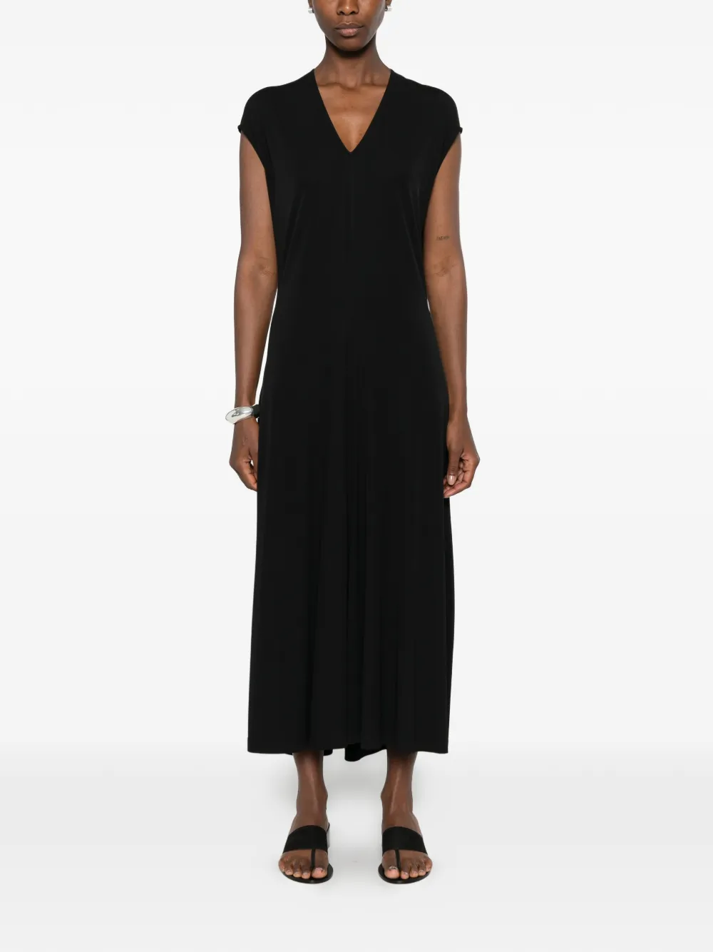 TOTEME Midi-jurk met V-hals Zwart