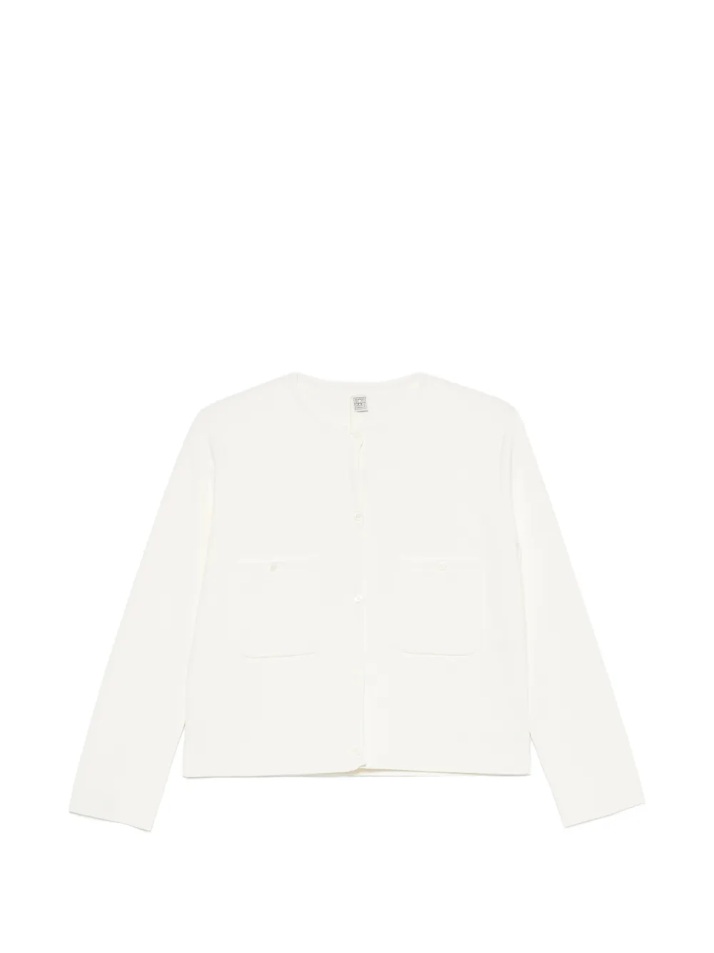 Totême Compact-knit Pocket-detail Cardigan In White