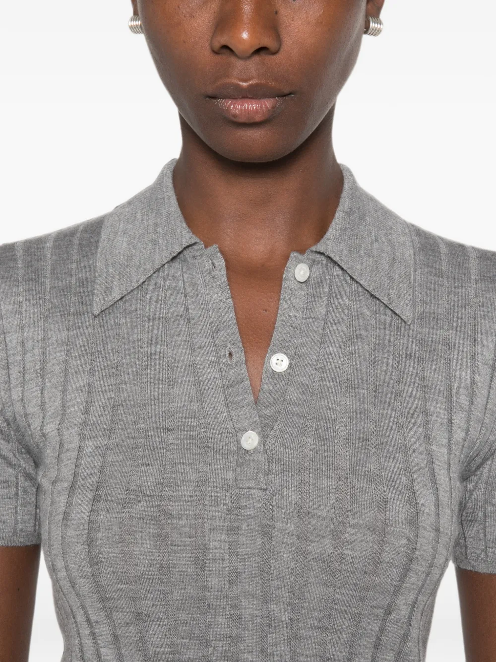 TOTEME Ribgebreide polotop Grijs