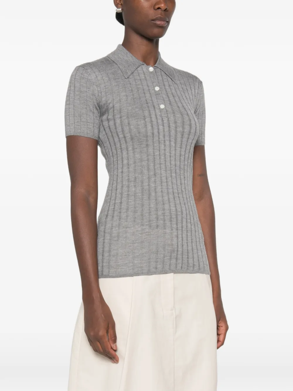 TOTEME Ribgebreide polotop Grijs