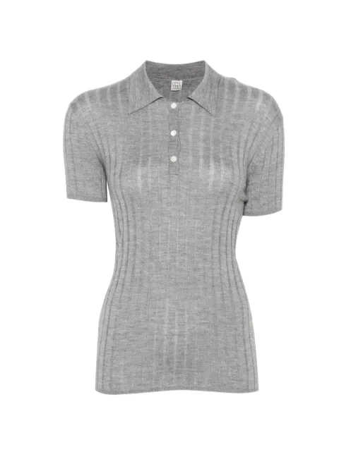 TOTEME ribbed-knit short-sleeves polo top